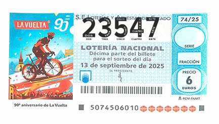 Décimo 23547 del sorteo 74-13/09/2025 Sábado
