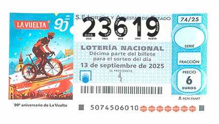 Décimo 23619 del sorteo 74-13/09/2025 Sábado