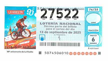 Décimo 27522 del sorteo 74-13/09/2025 Sábado