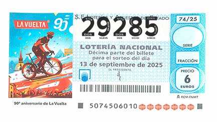 Décimo 29285 del sorteo 74-13/09/2025 Sábado