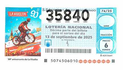 Décimo 35840 del sorteo 74-13/09/2025 Sábado