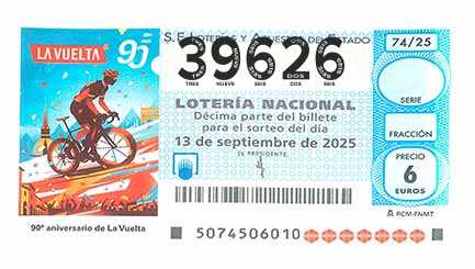 Décimo 39626 del sorteo 74-13/09/2025 Sábado