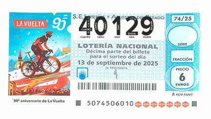 Décimo 40129 del sorteo 74-13/09/2025 Sábado