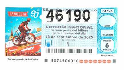 Décimo 46190 del sorteo 74-13/09/2025 Sábado
