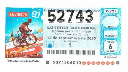 Décimo 52743 del sorteo 74-13/09/2025 Sábado