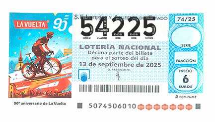 Décimo 54225 del sorteo 74-13/09/2025 Sábado