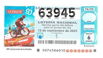 Décimo 63945 del sorteo 74-13/09/2025 Sábado