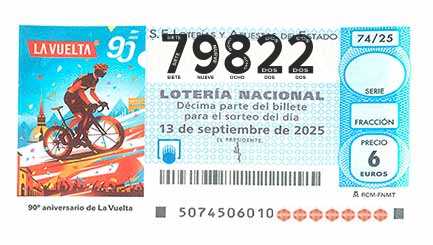 Décimo 79822 del sorteo 74-13/09/2025 Sábado