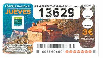 Décimo 13629 del sorteo 75-18/09/2025 Jueves