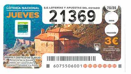 Décimo 21369 del sorteo 75-18/09/2025 Jueves