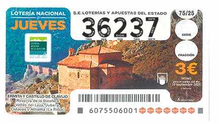 Décimo 36237 del sorteo 75-18/09/2025 Jueves