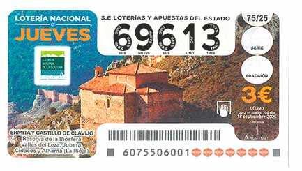 Décimo 69613 del sorteo 75-18/09/2025 Jueves