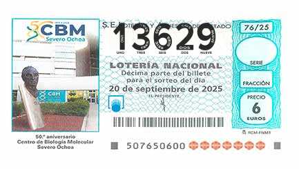 Décimo 13629 del sorteo 76-20/09/2025 Sábado