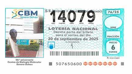 Décimo 14079 del sorteo 76-20/09/2025 Sábado
