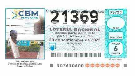 Décimo 21369 del sorteo 76-20/09/2025 Sábado
