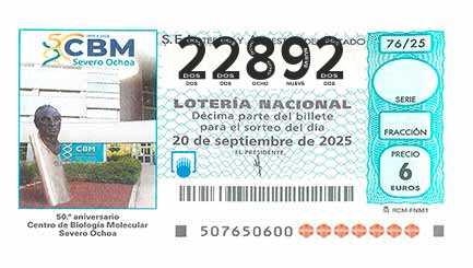 Décimo 22892 del sorteo 76-20/09/2025 Sábado