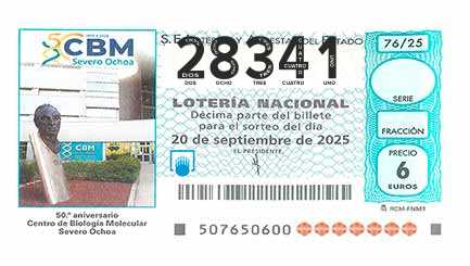 Décimo 28341 del sorteo 76-20/09/2025 Sábado