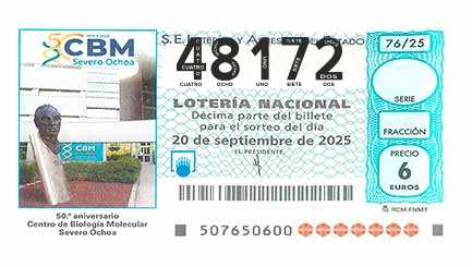 Décimo 48172 del sorteo 76-20/09/2025 Sábado