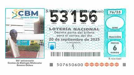 Décimo 53156 del sorteo 76-20/09/2025 Sábado