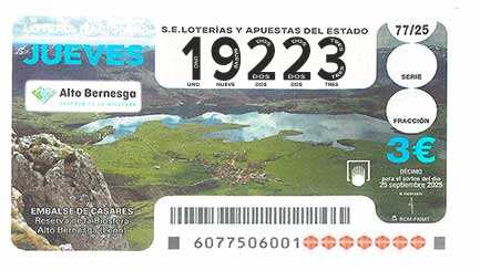 Décimo 19223 del sorteo 77-25/09/2025 Jueves