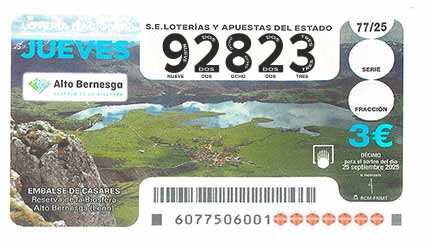 Décimo 92823 del sorteo 77-25/09/2025 Jueves