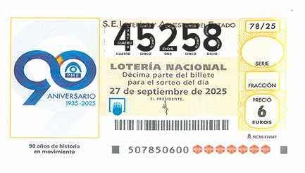 Décimo 45258 del sorteo 78-27/09/2025 Sábado