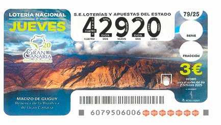 Décimo 42920 del sorteo 79-02/10/2025 Jueves