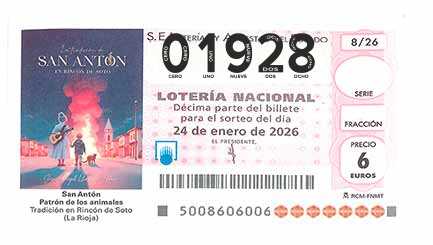 Décimo 01928 del sorteo 8-24/01/2026 Sábado