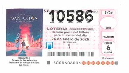 Décimo 10586 del sorteo 8-24/01/2026 Sábado