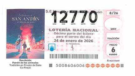 Décimo 12770 del sorteo 8-24/01/2026 Sábado