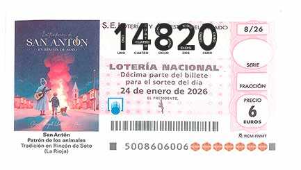 Décimo 14820 del sorteo 8-24/01/2026 Sábado