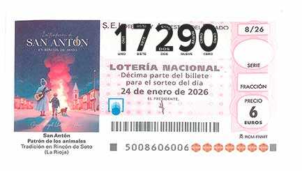 Décimo 17290 del sorteo 8-24/01/2026 Sábado