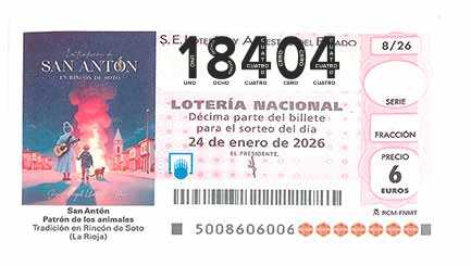 Décimo 18404 del sorteo 8-24/01/2026 Sábado