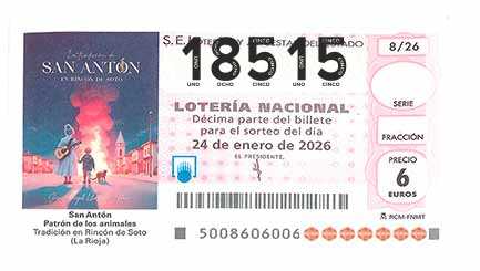 Décimo 18515 del sorteo 8-24/01/2026 Sábado