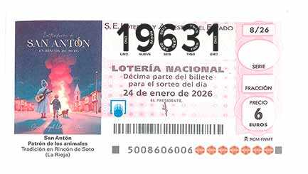 Décimo 19631 del sorteo 8-24/01/2026 Sábado