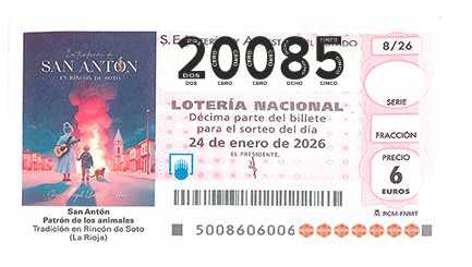 Décimo 20085 del sorteo 8-24/01/2026 Sábado