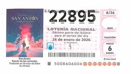 Décimo 22895 del sorteo 8-24/01/2026 Sábado