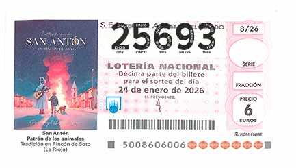 Décimo 25693 del sorteo 8-24/01/2026 Sábado