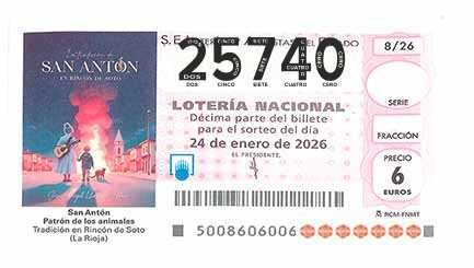 Décimo 25740 del sorteo 8-24/01/2026 Sábado