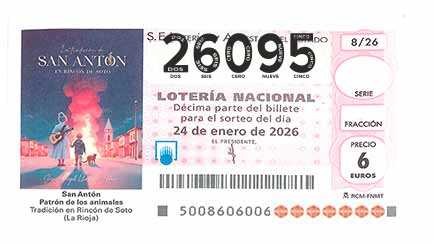Décimo 26095 del sorteo 8-24/01/2026 Sábado