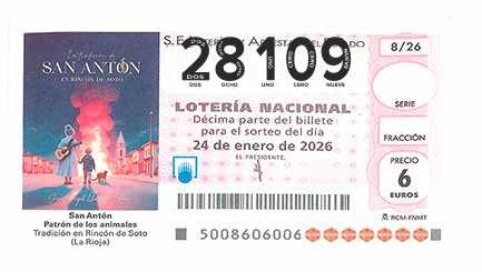 Décimo 28109 del sorteo 8-24/01/2026 Sábado