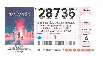 Décimo 28736 del sorteo 8-24/01/2026 Sábado