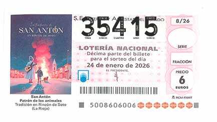 Décimo 35415 del sorteo 8-24/01/2026 Sábado