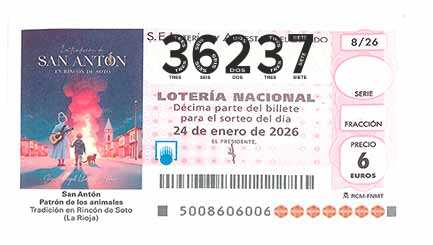 Décimo 36237 del sorteo 8-24/01/2026 Sábado