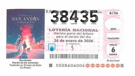 Décimo 38435 del sorteo 8-24/01/2026 Sábado