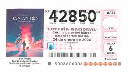 Décimo 42850 del sorteo 8-24/01/2026 Sábado