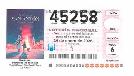 Décimo 45258 del sorteo 8-24/01/2026 Sábado