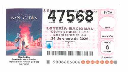 Décimo 47568 del sorteo 8-24/01/2026 Sábado