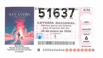Décimo 51637 del sorteo 8-24/01/2026 Sábado