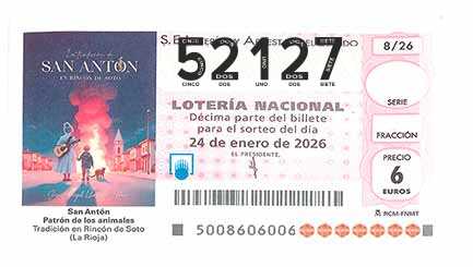 Décimo 52127 del sorteo 8-24/01/2026 Sábado